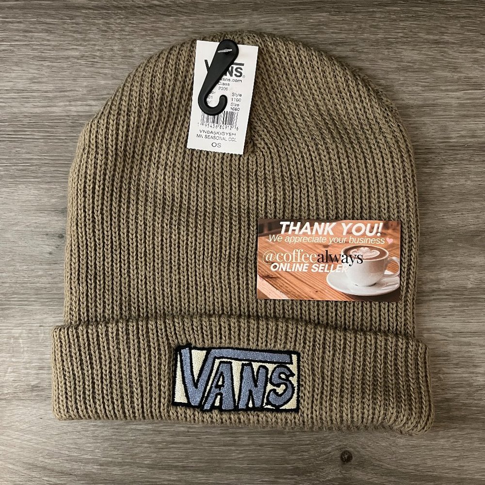 Vans Seasonal Brown Tall Cuffed Beanie Knit Cap One Size NWT